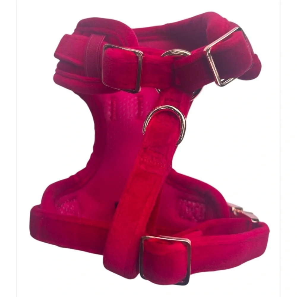 New Sassy Woof Red Velvet Dog Harness XXS